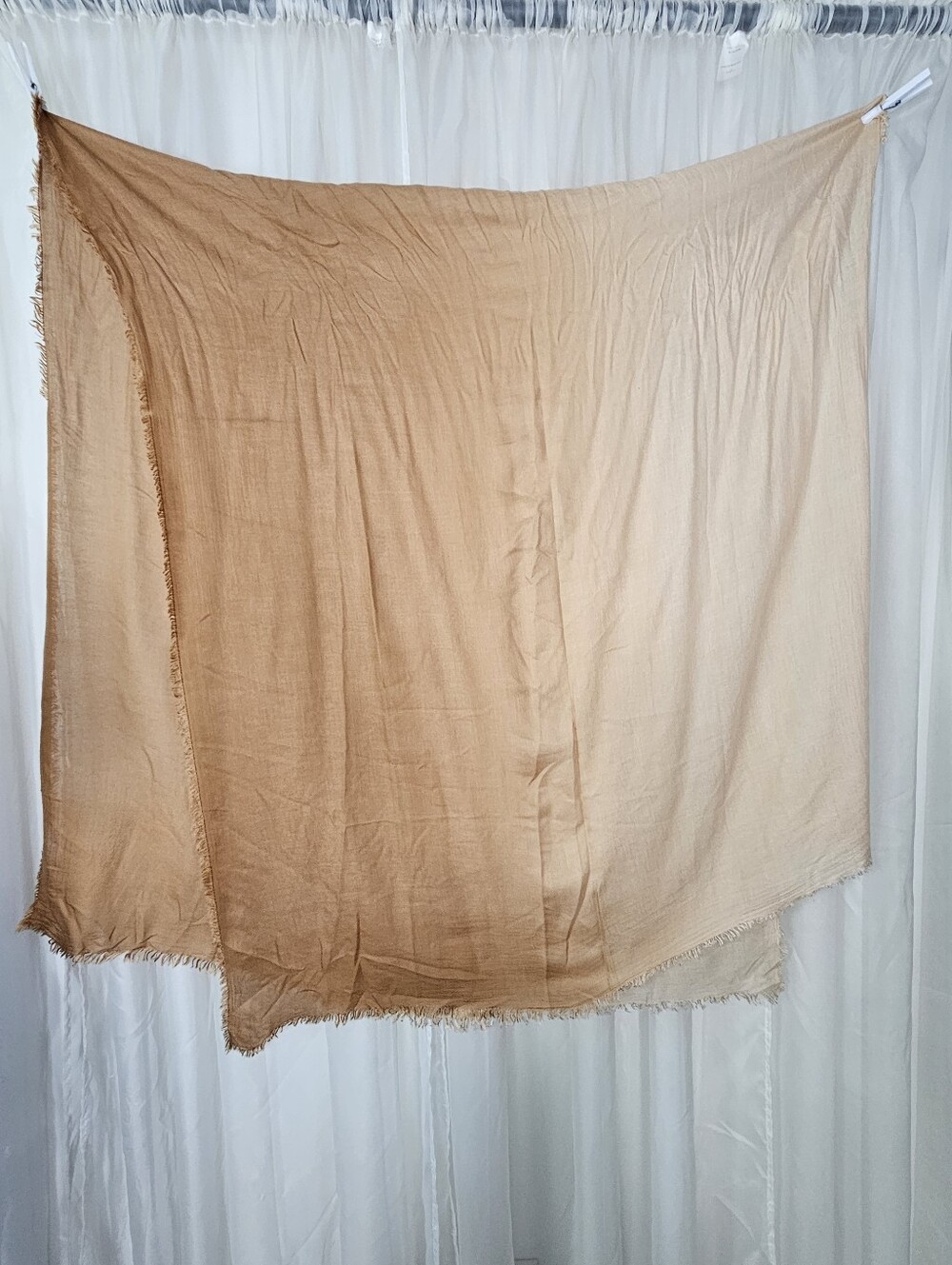 Bloomingdale's Exclusive Ombre Oversized Scarf Wrap Shawl Beige Tan Raw Hem